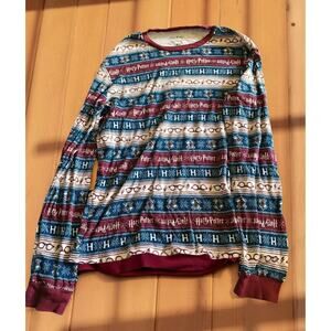 Harry Potter Shirt M Hogswort Glasses Lightening Striped Long Sleeve Crew Neck
